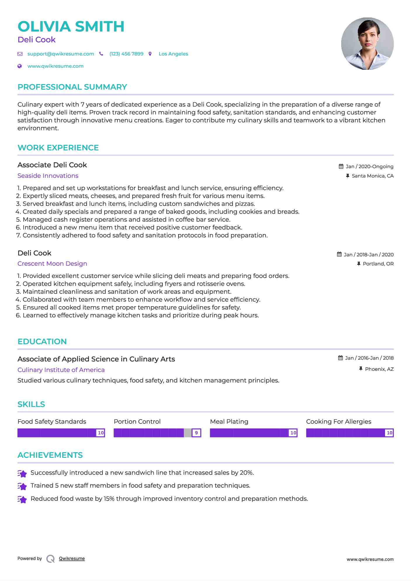 Associate Deli Cook Resume Format