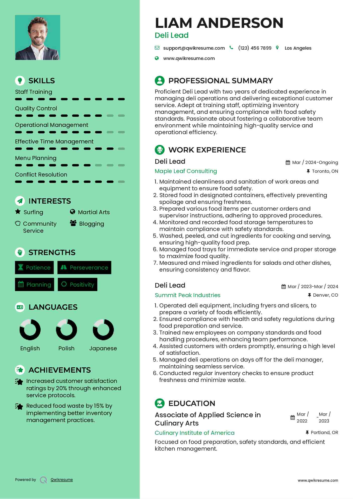 Deli Lead Resume Format
