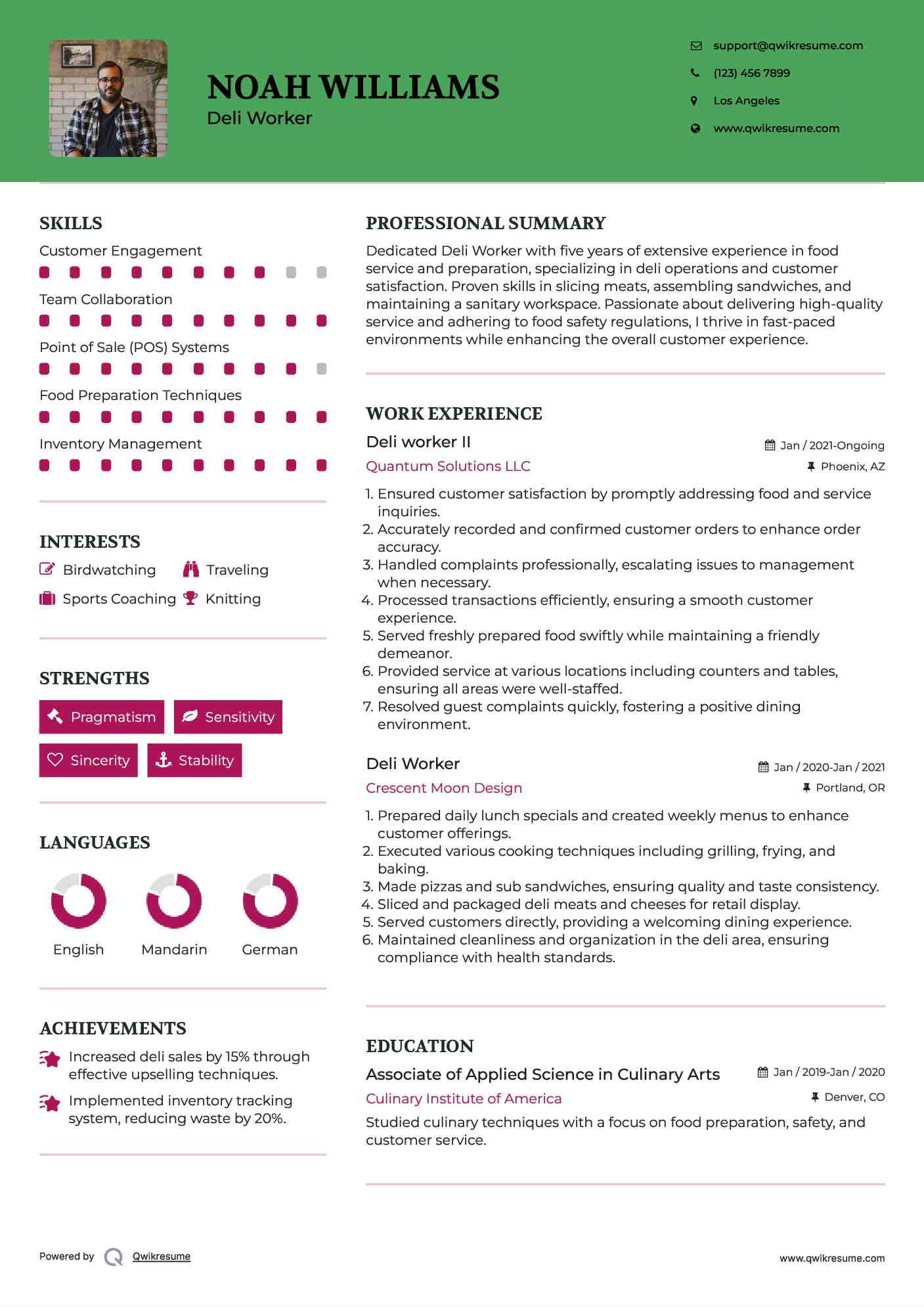 Deli Worker Resume Samples QwikResume