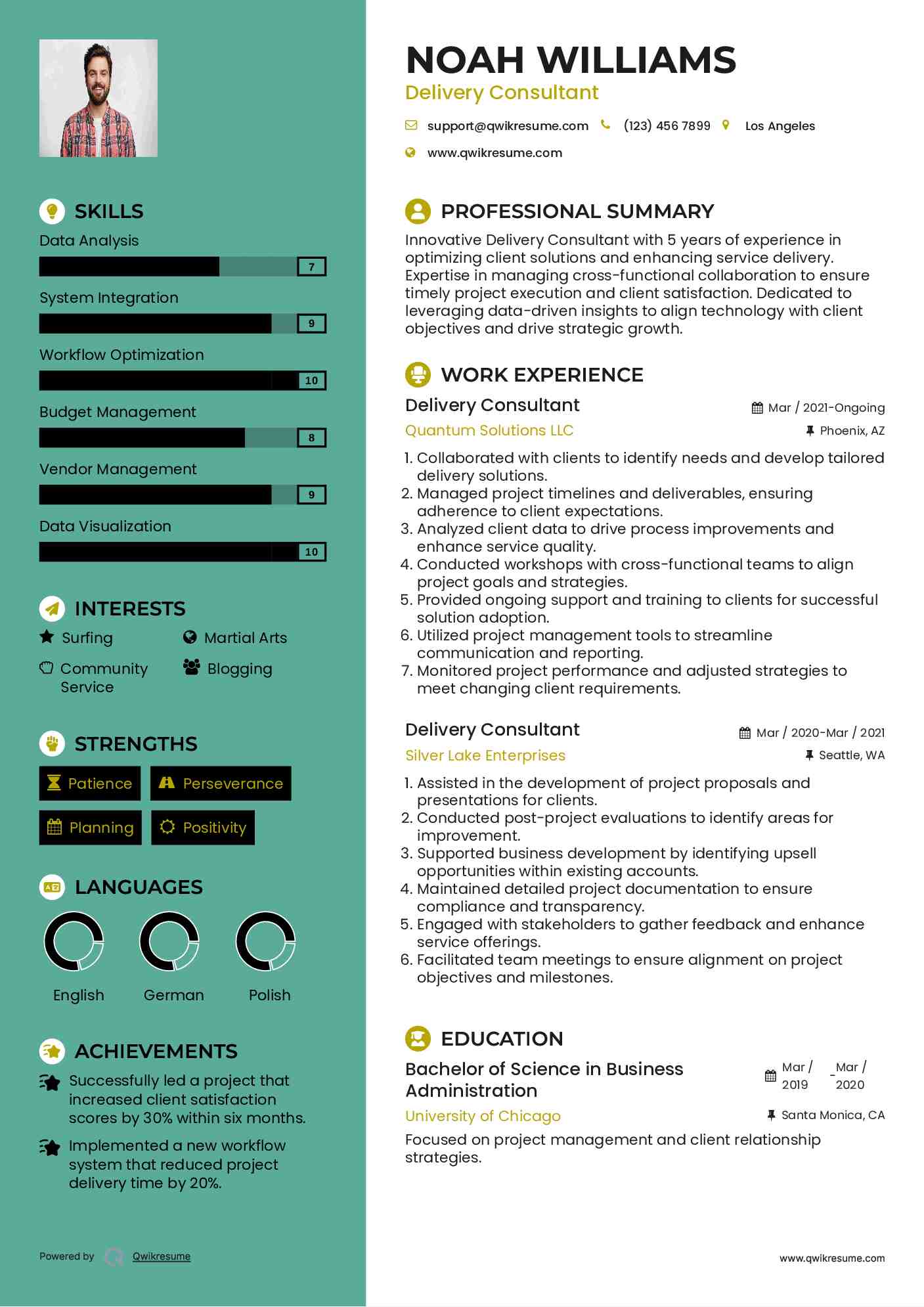 Delivery Consultant Resume Format
