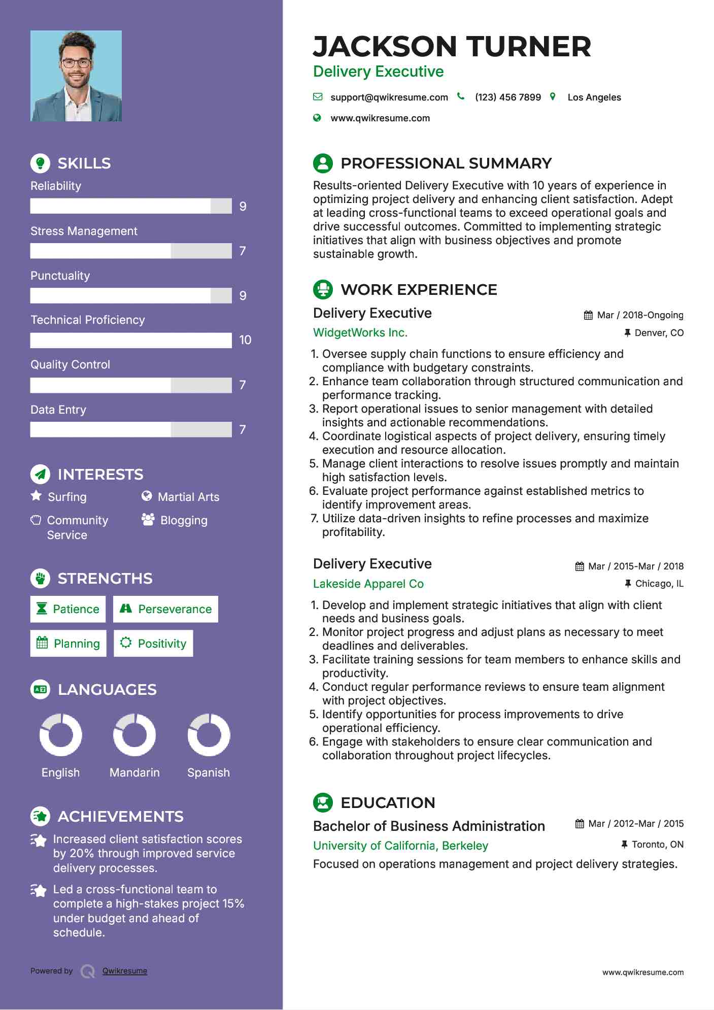 Delivery Executive Resume Format