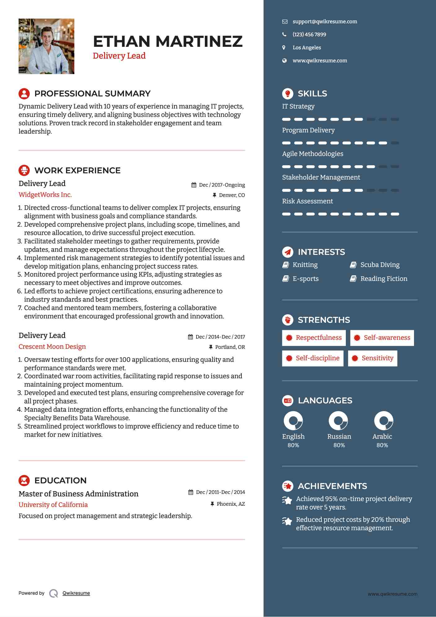 Delivery Lead Resume Format