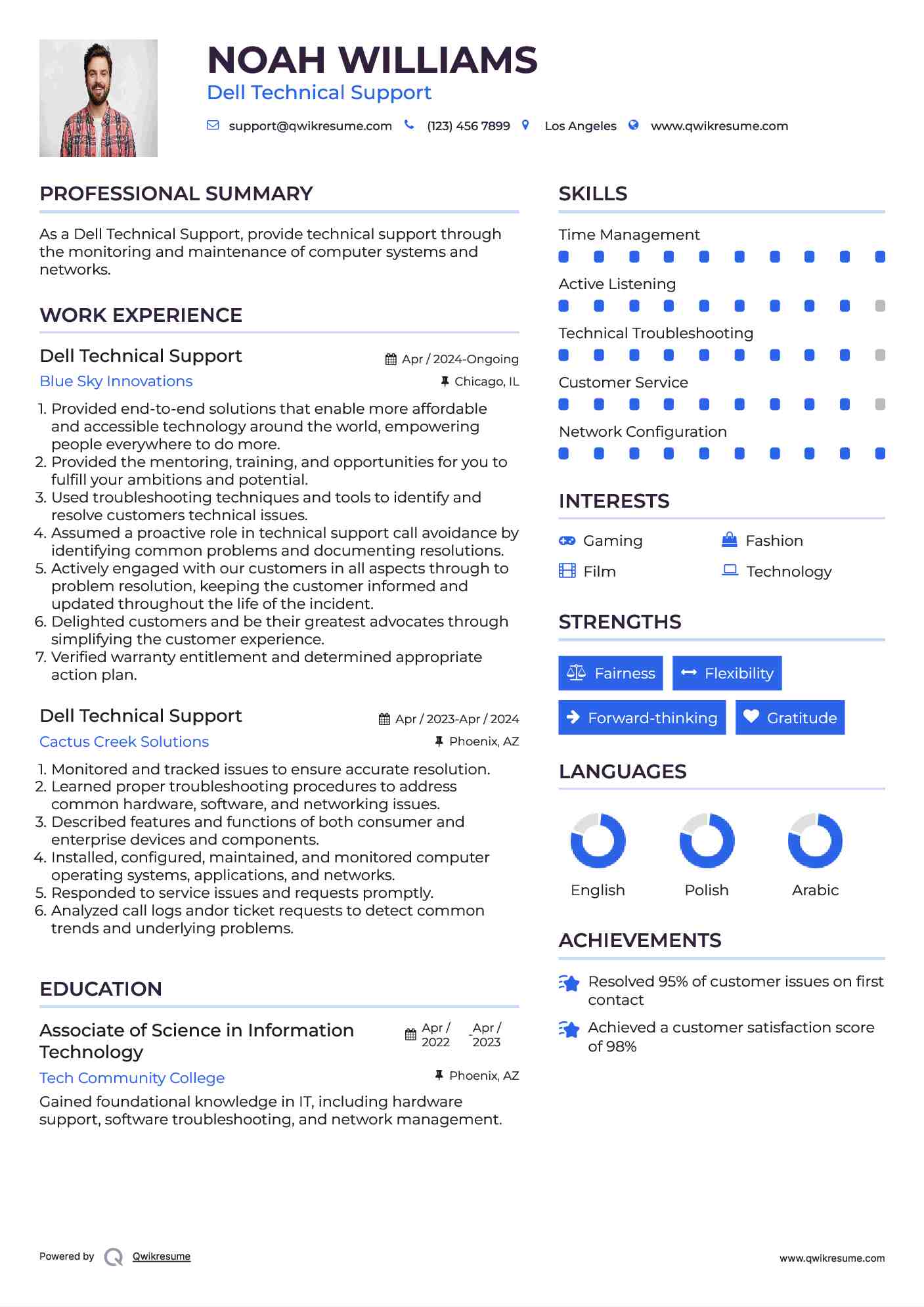Dell Technical Support Resume Model