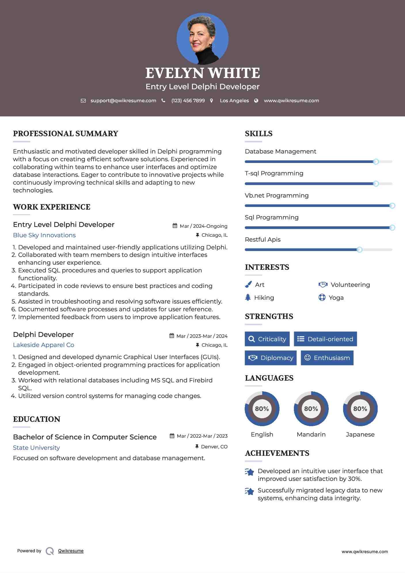10+ Delphi Developer Resume Samples & Templates for 2025