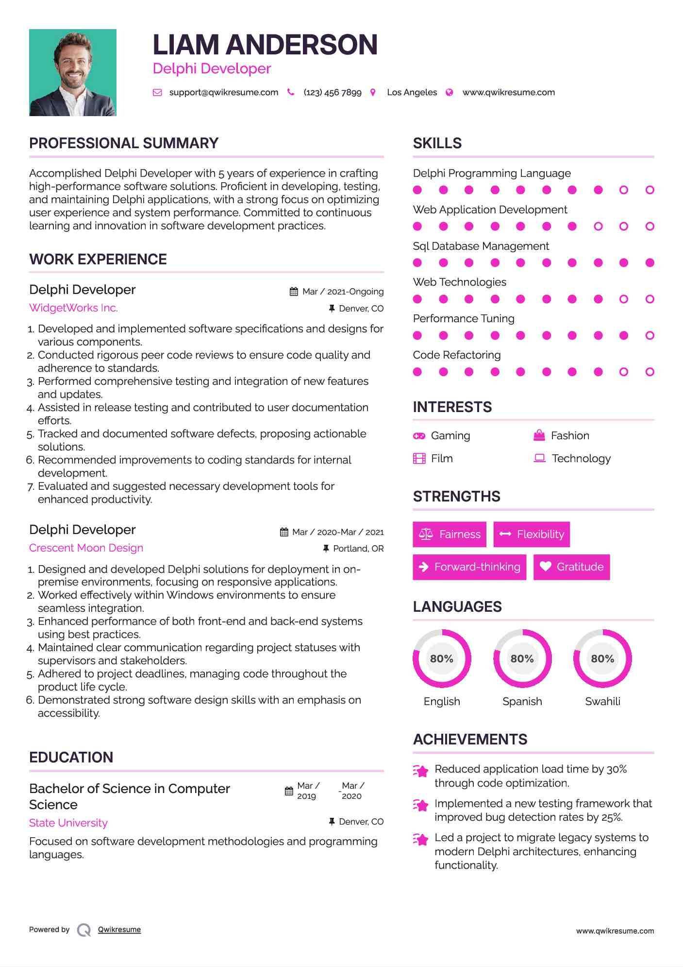 Delphi Developer Resume Template