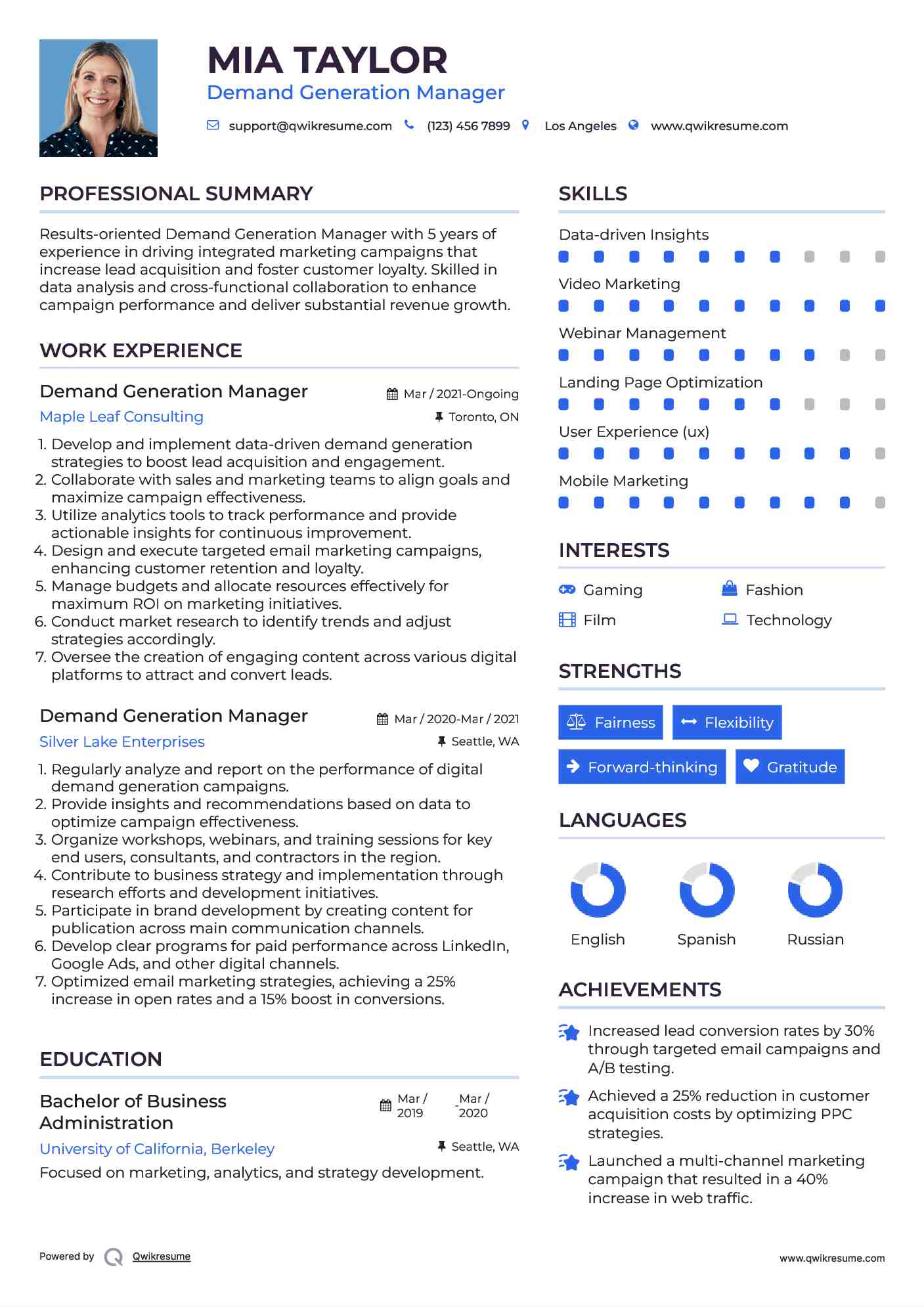 Demand Generation Manager Resume Samples QwikResume