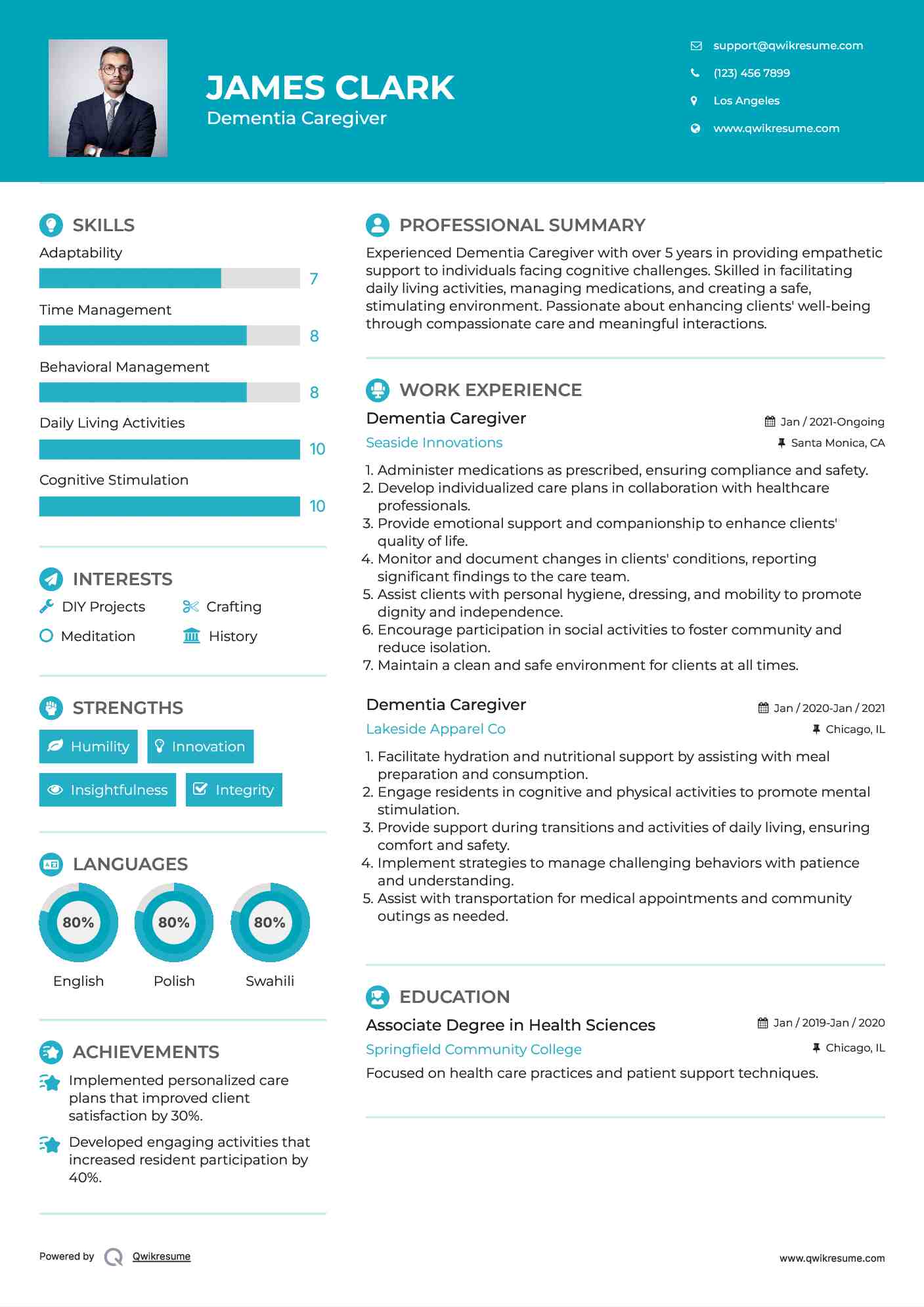 Dementia Caregiver Resume Template