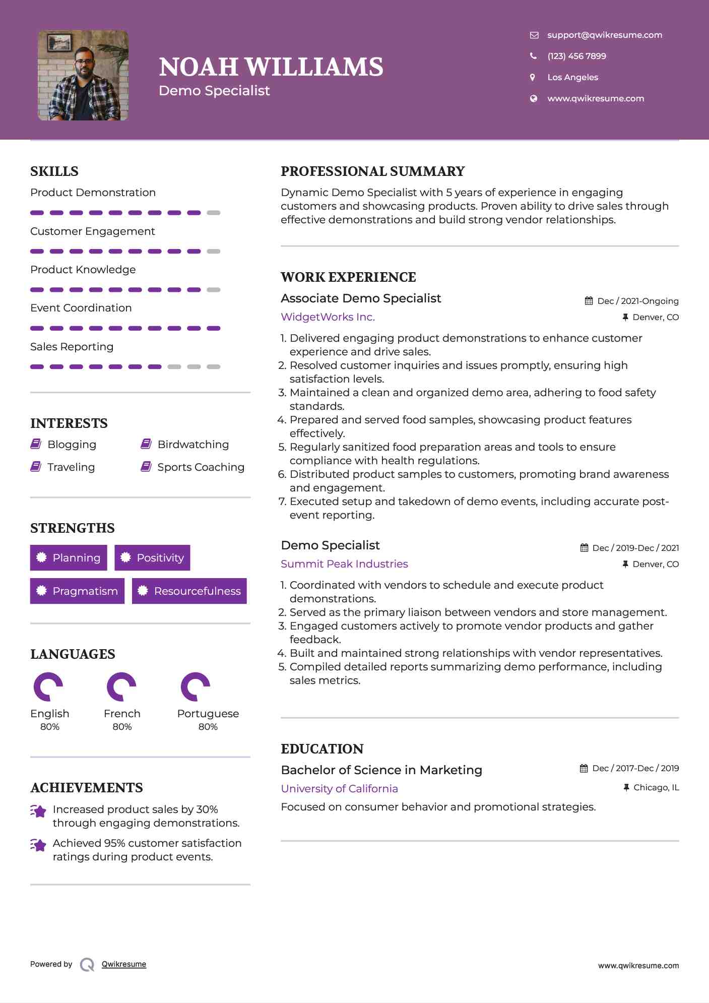 Associate Demo Specialist Resume Template