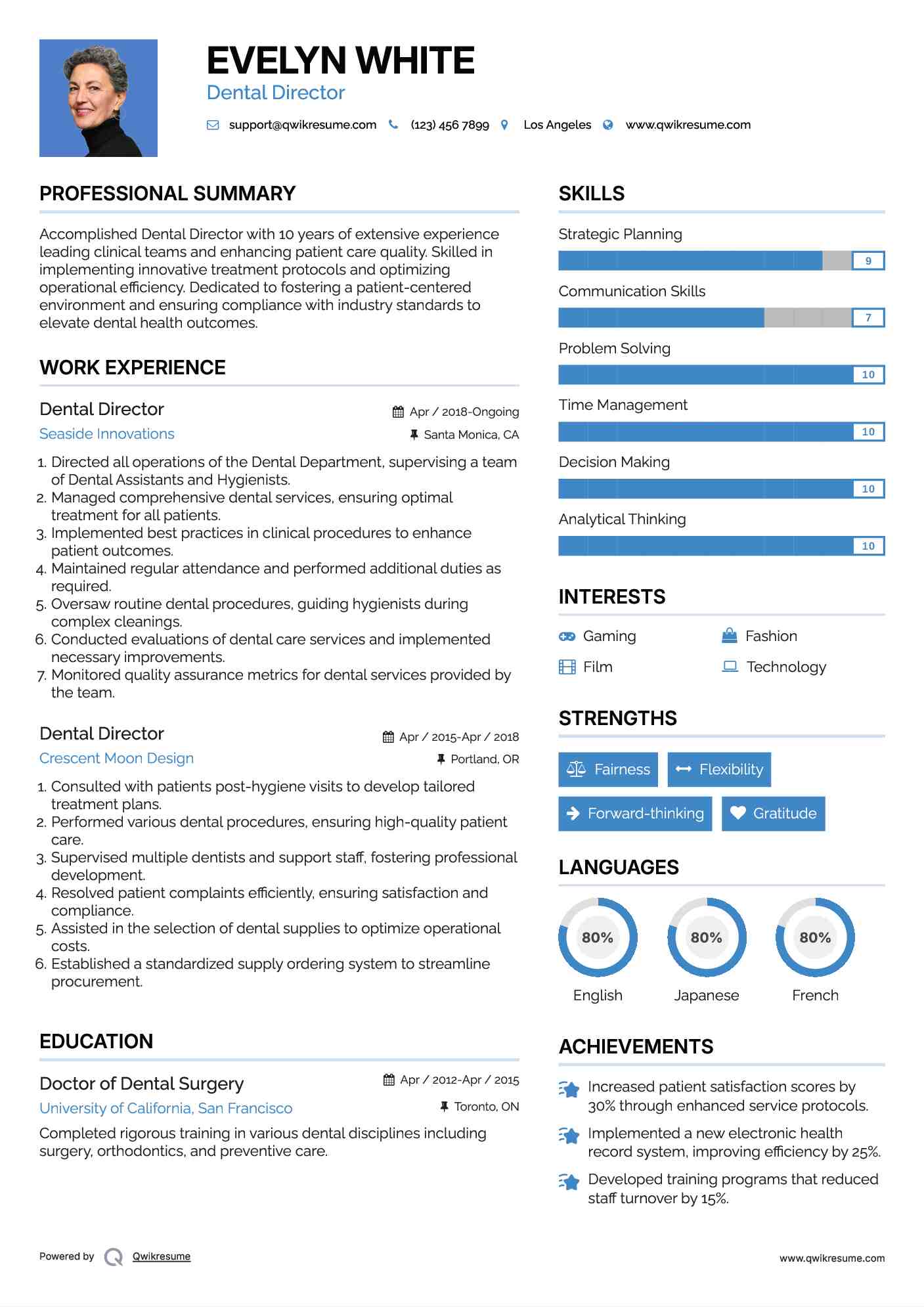 Dental Director Resume Template