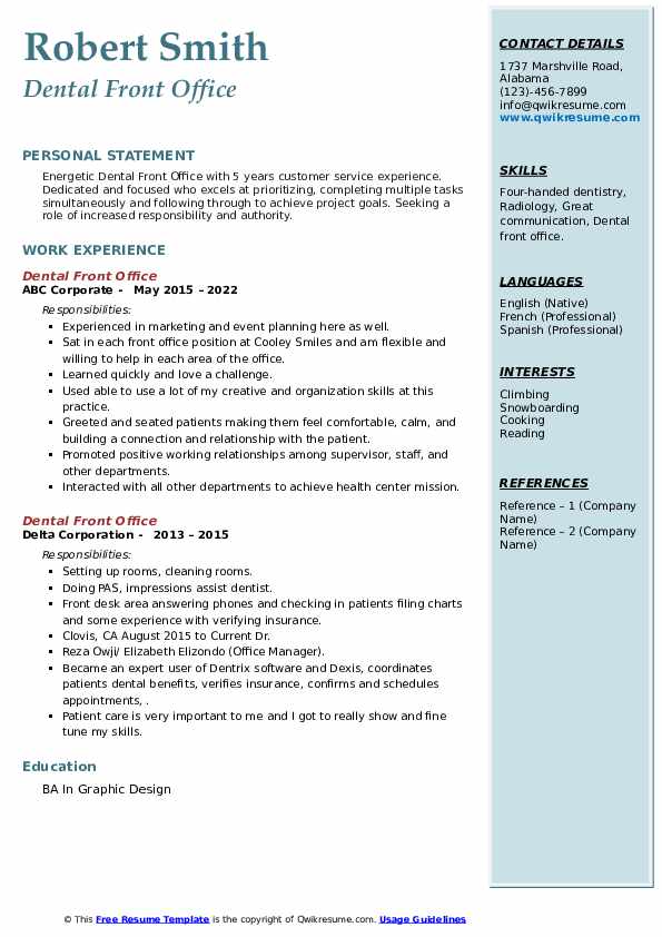 Dental Front Office Resume Samples - Dental Front Office 1658924948 Pdf 