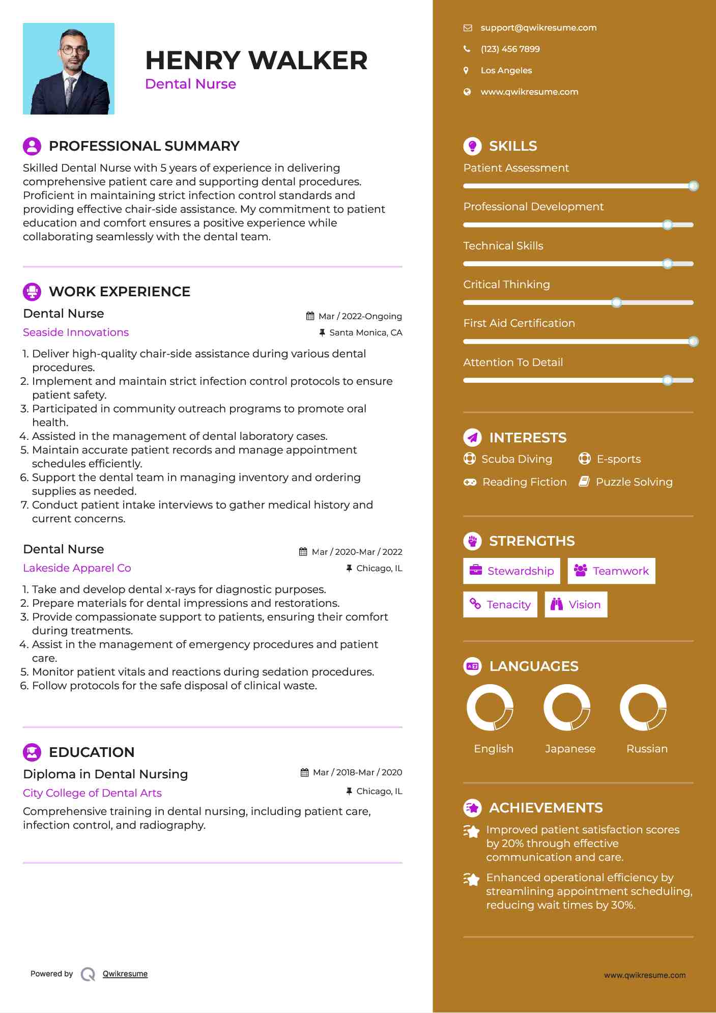 Dental Nurse Resume Format