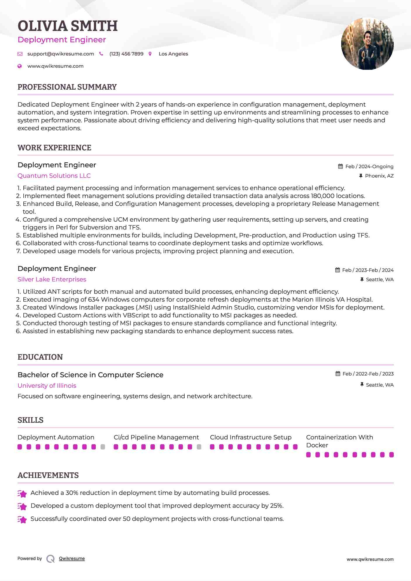 Deployment Engineer Resume Template