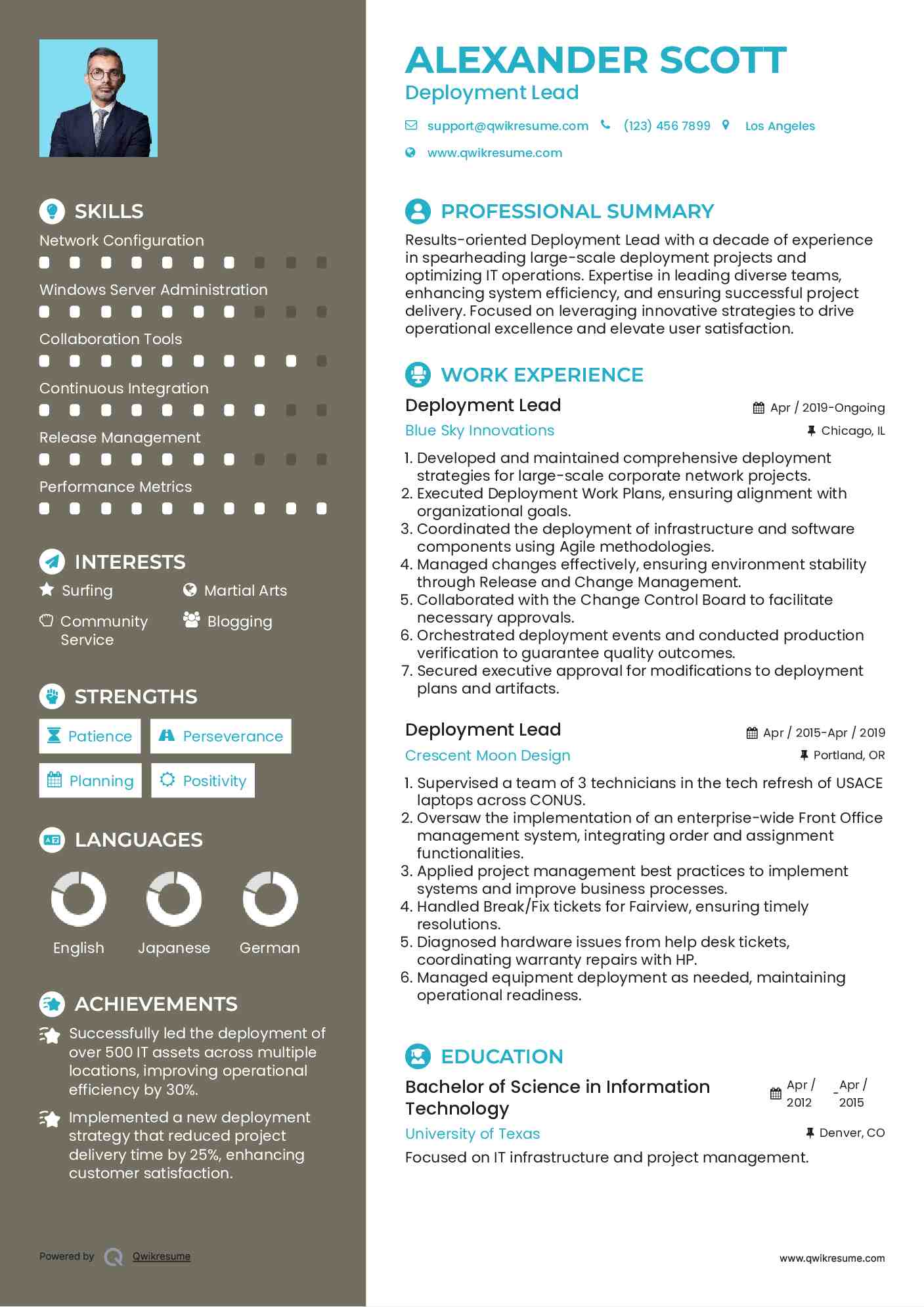 Deployment Lead Resume Template