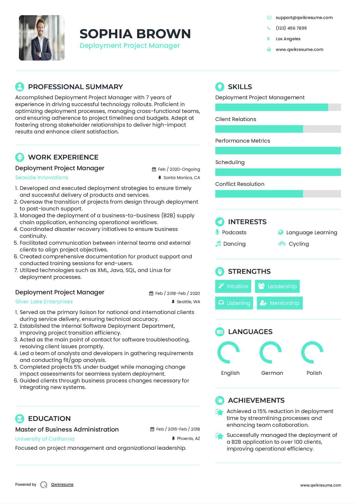 Deployment Project Manager Resume Sample