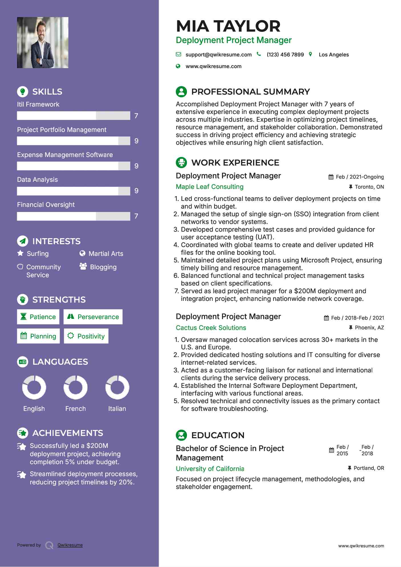 Deployment Project Manager Resume Template