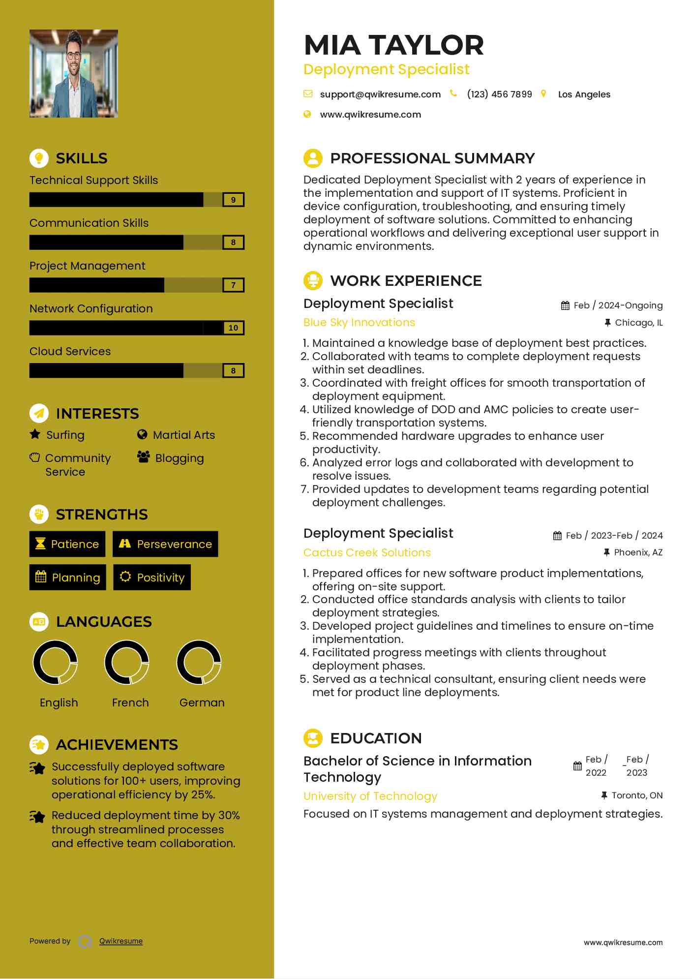 Deployment Specialist Resume Template