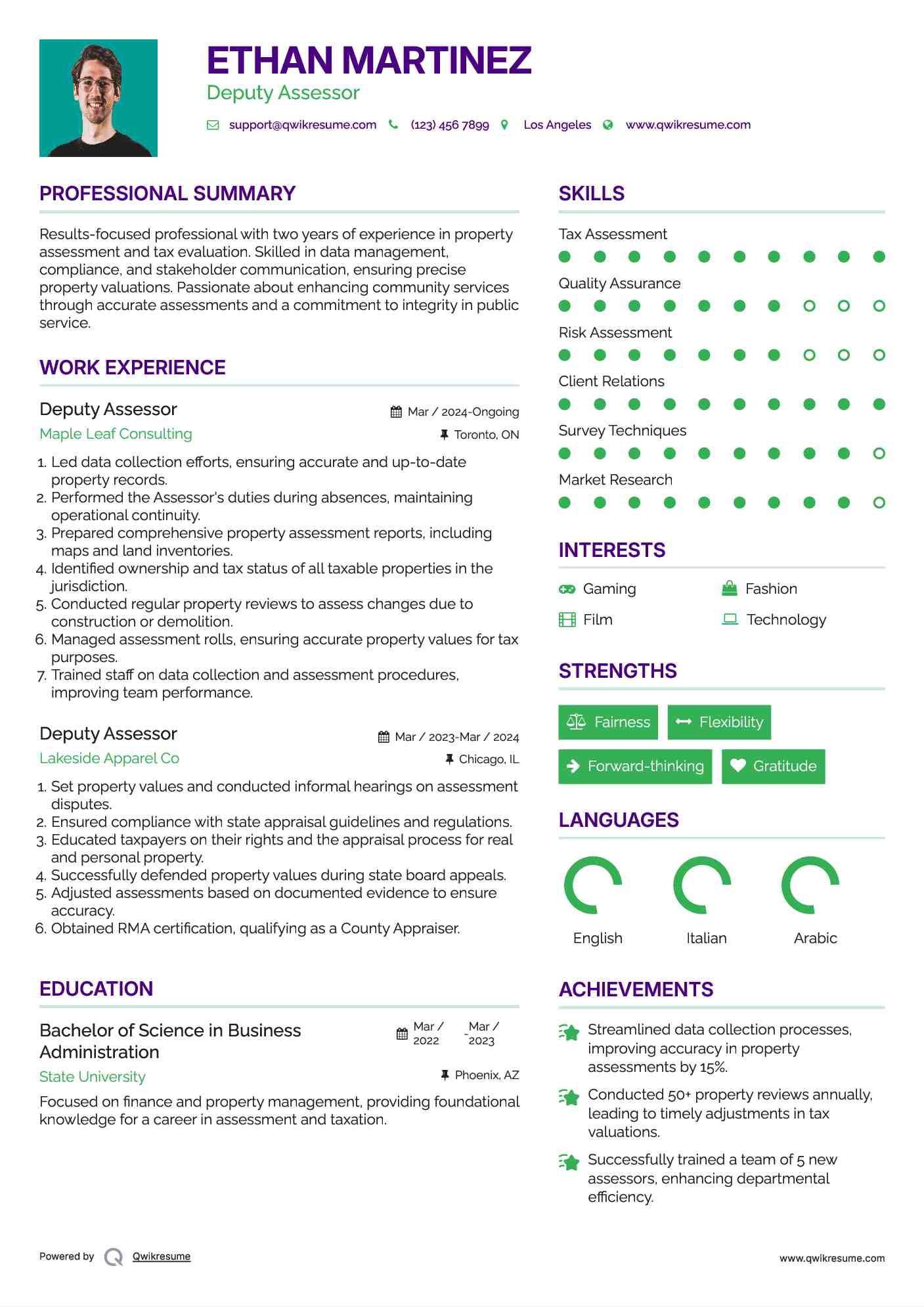 Deputy Assessor Resume Format