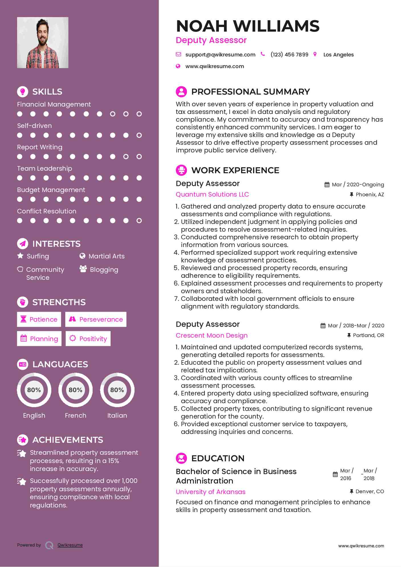 Deputy Assessor Resume Example