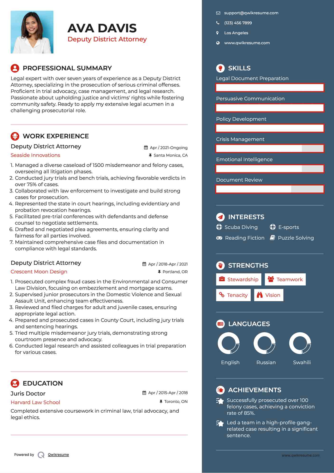 Deputy District Attorney Resume Format