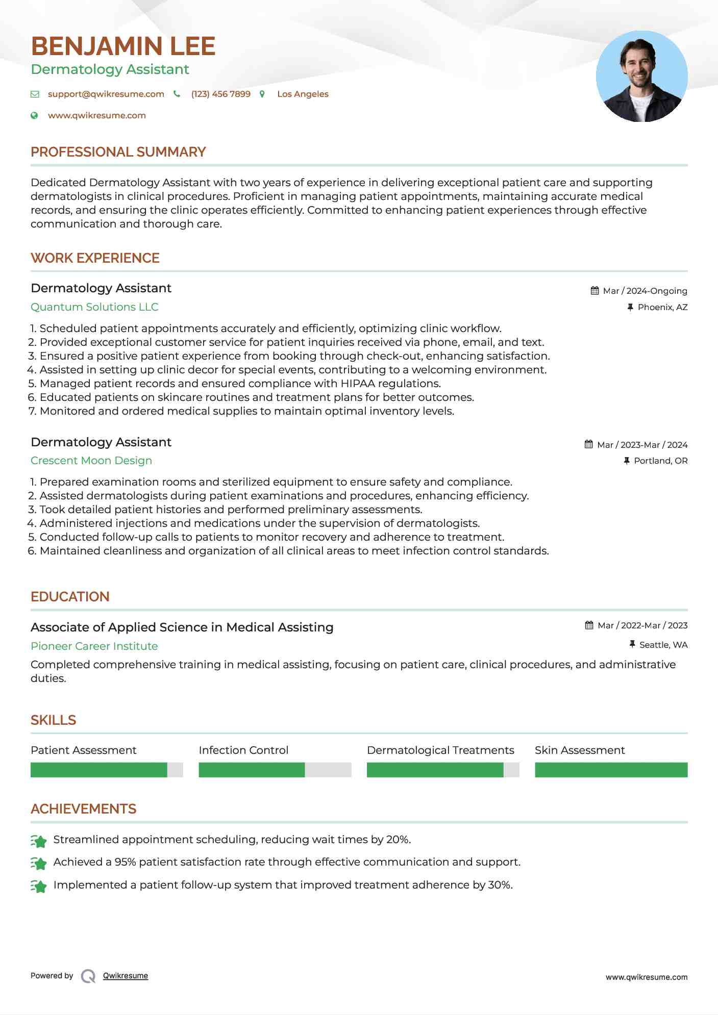 Dermatology Assistant Resume Format