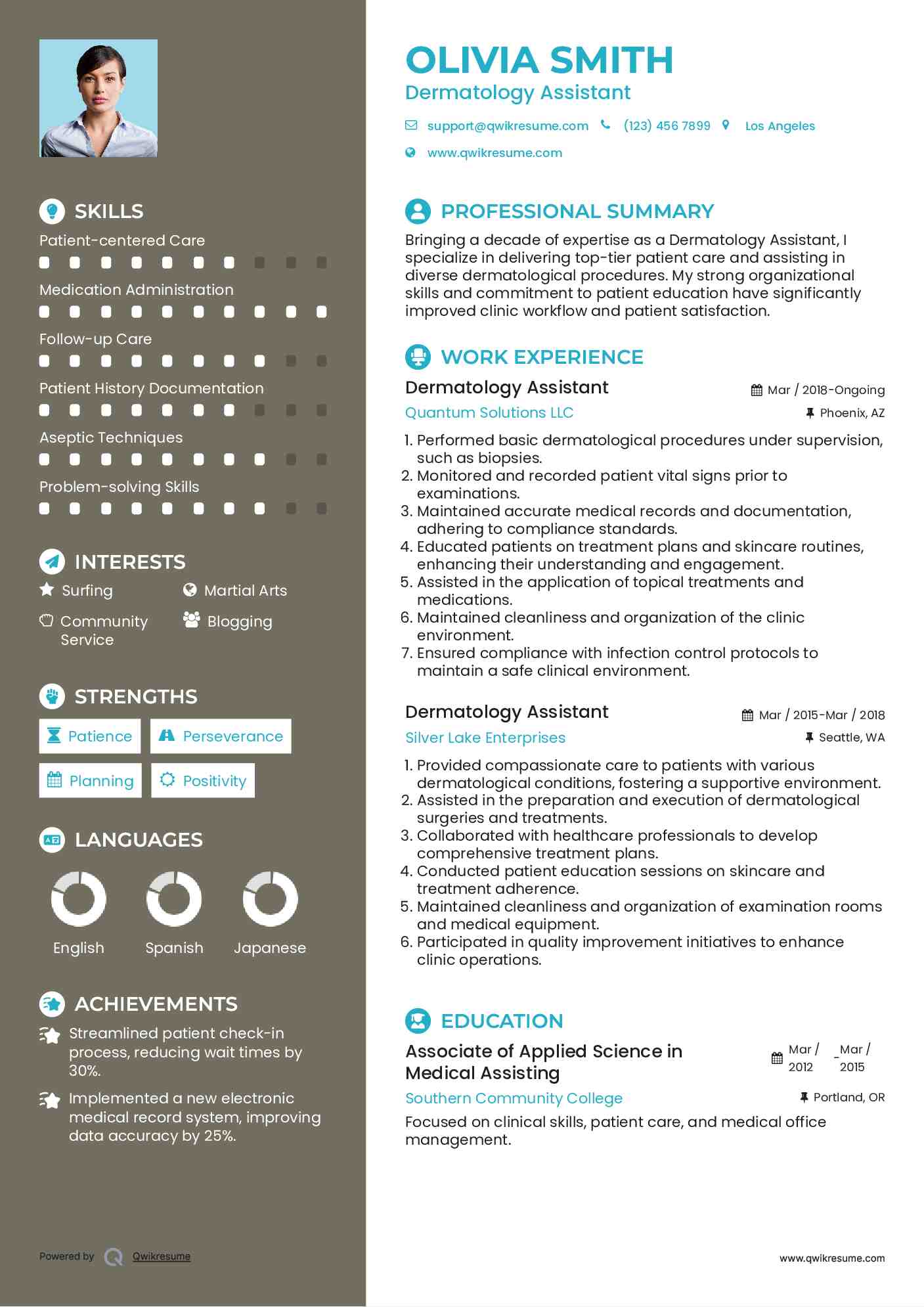 Dermatology Assistant Resume Template
