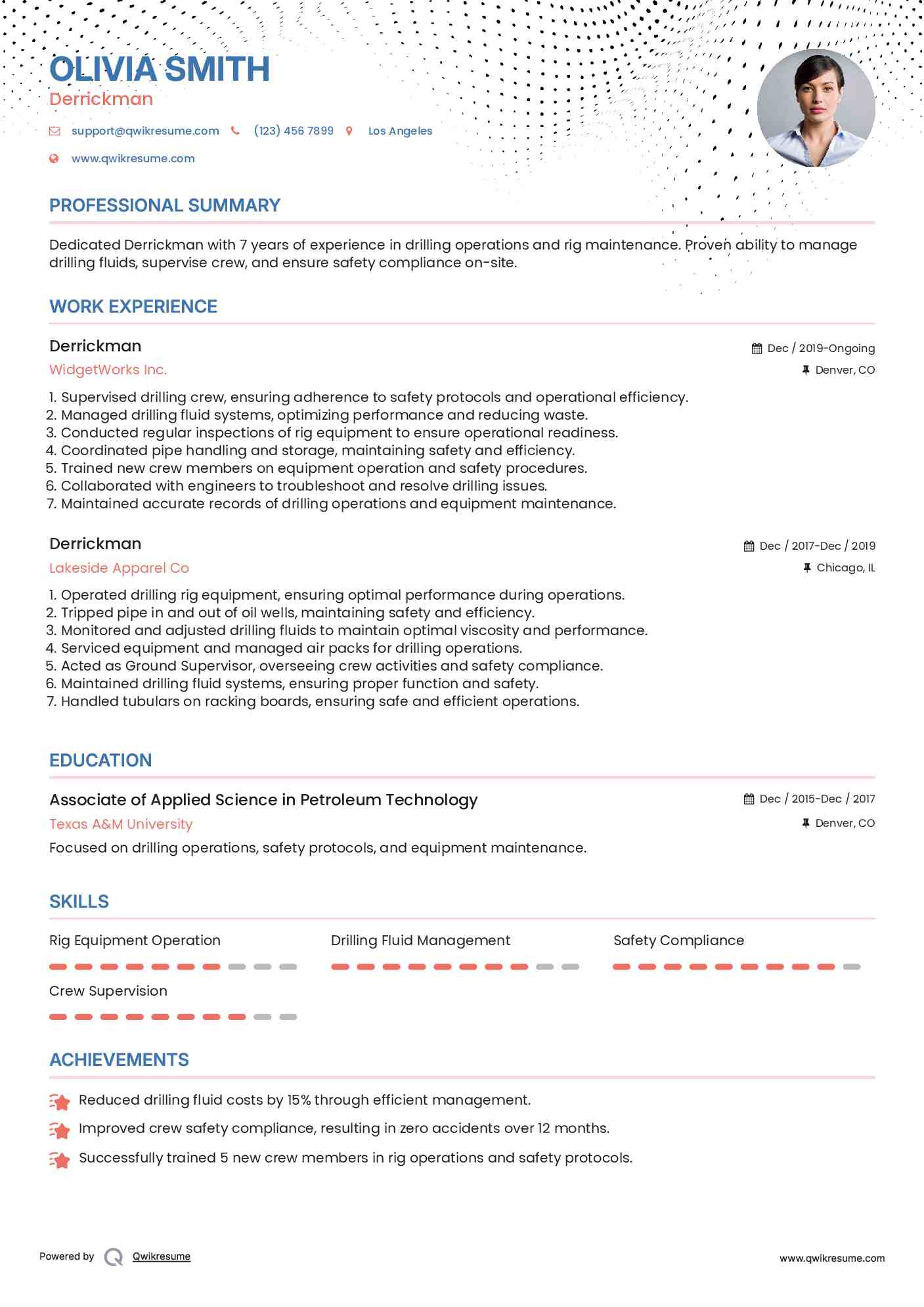 Derrickman Resume Template