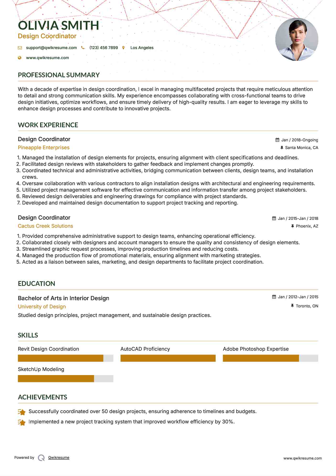 Design Coordinator Resume Model