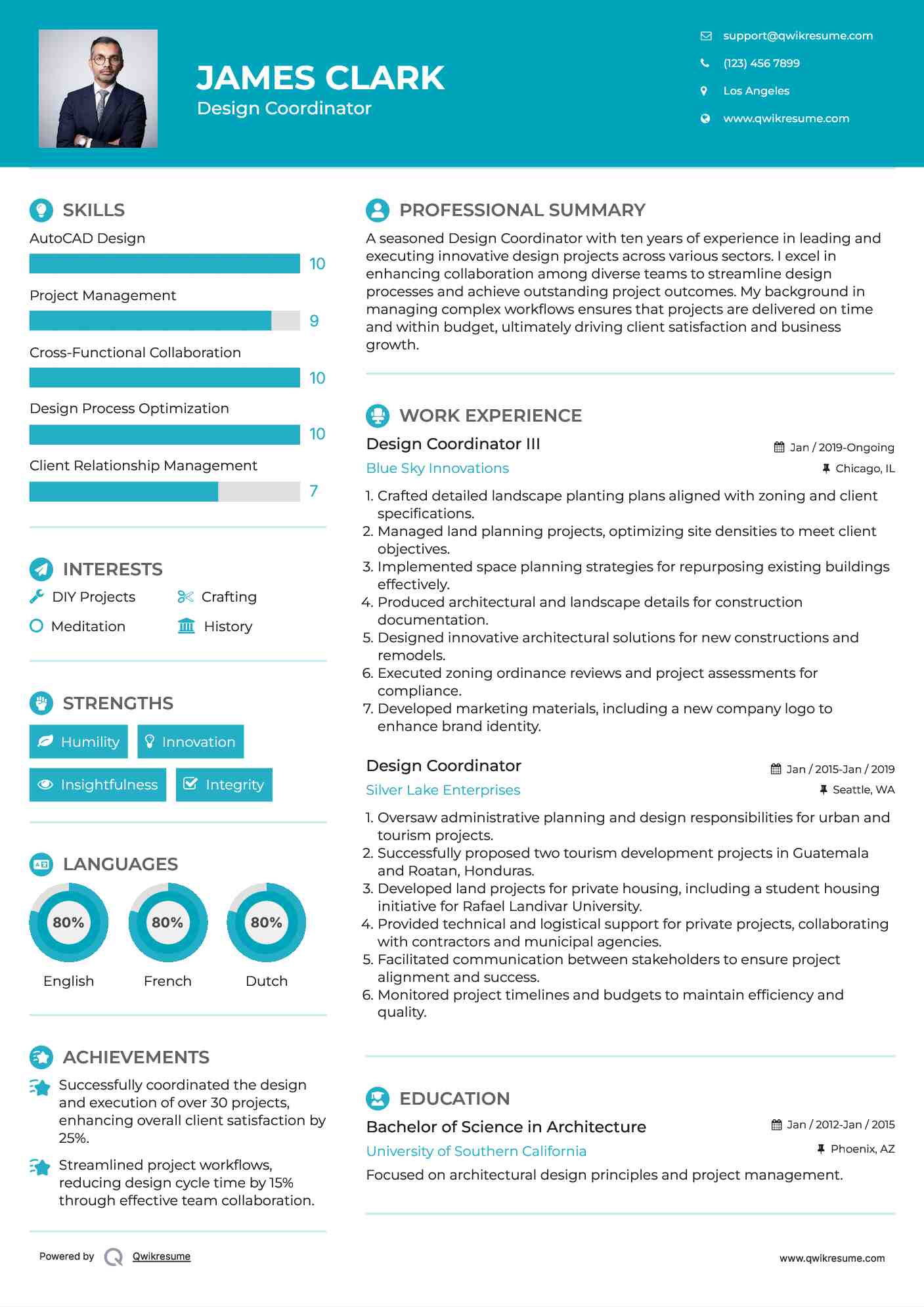 Design Coordinator III Resume Sample