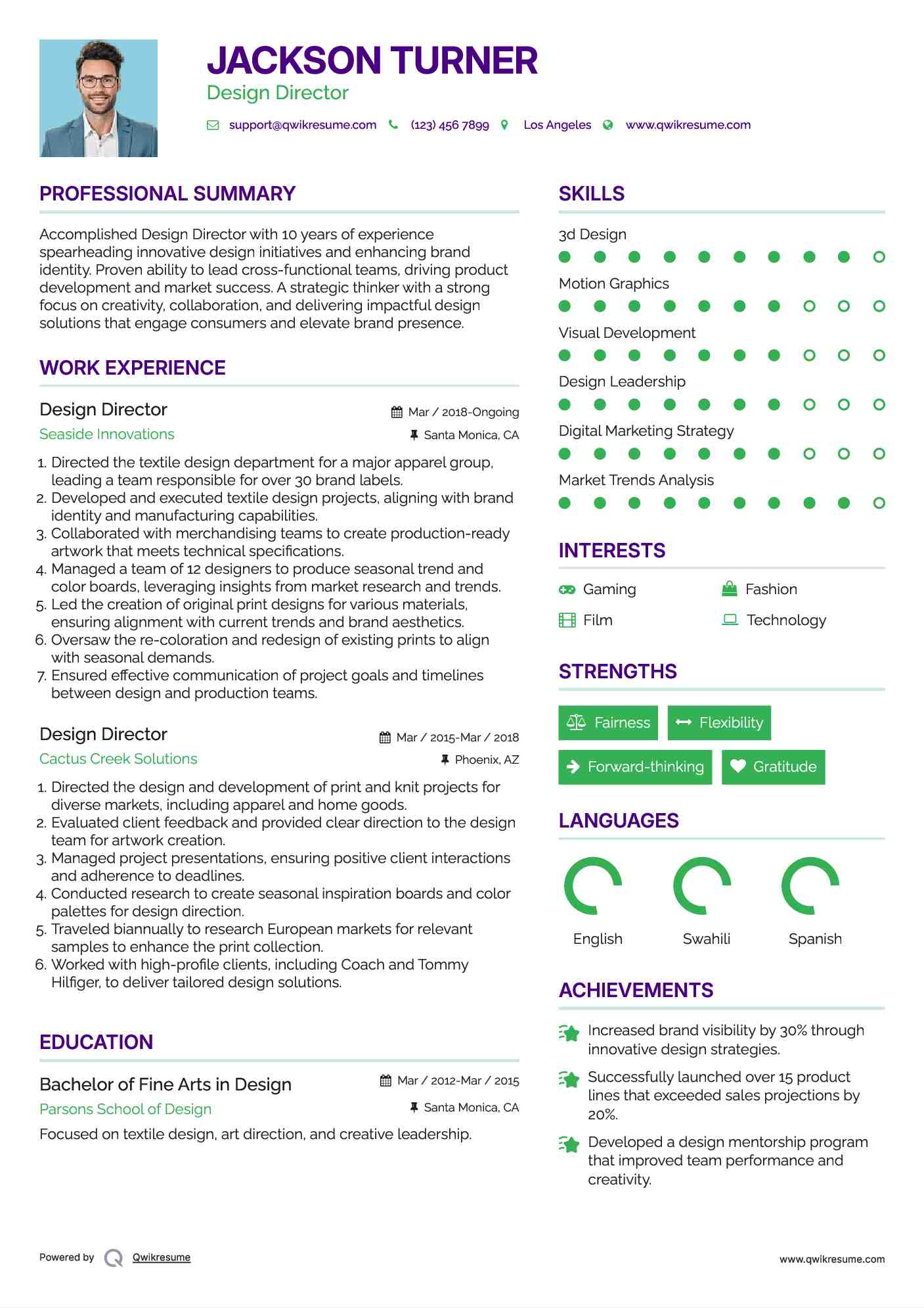 Design Director Resume Format