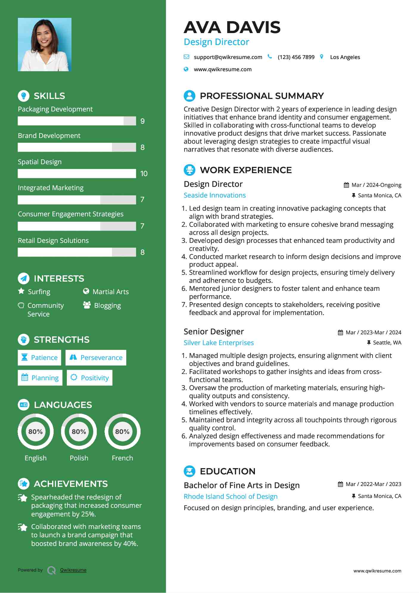 Design Director Resume Example