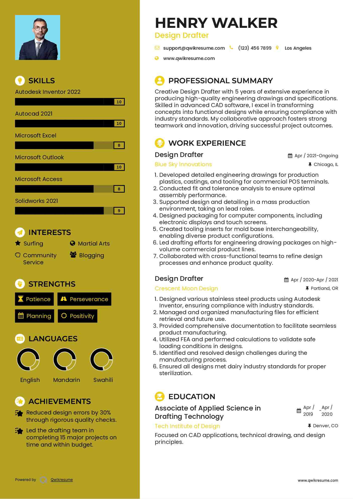 Design Drafter Resume Template