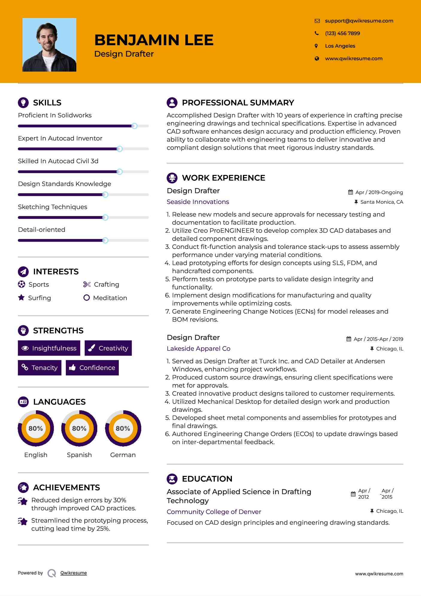 Design Drafter Resume Template