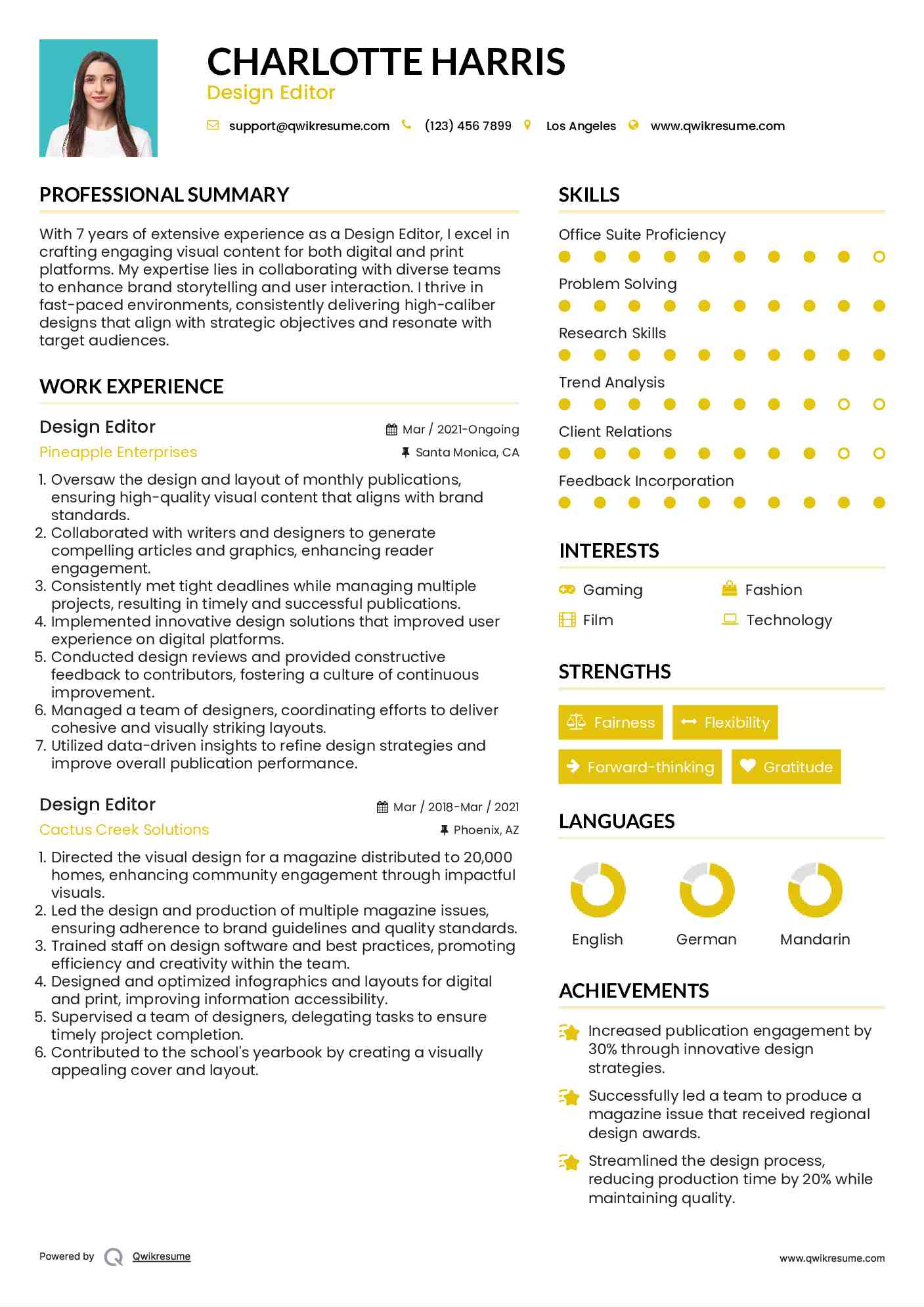 Design Editor Resume Model