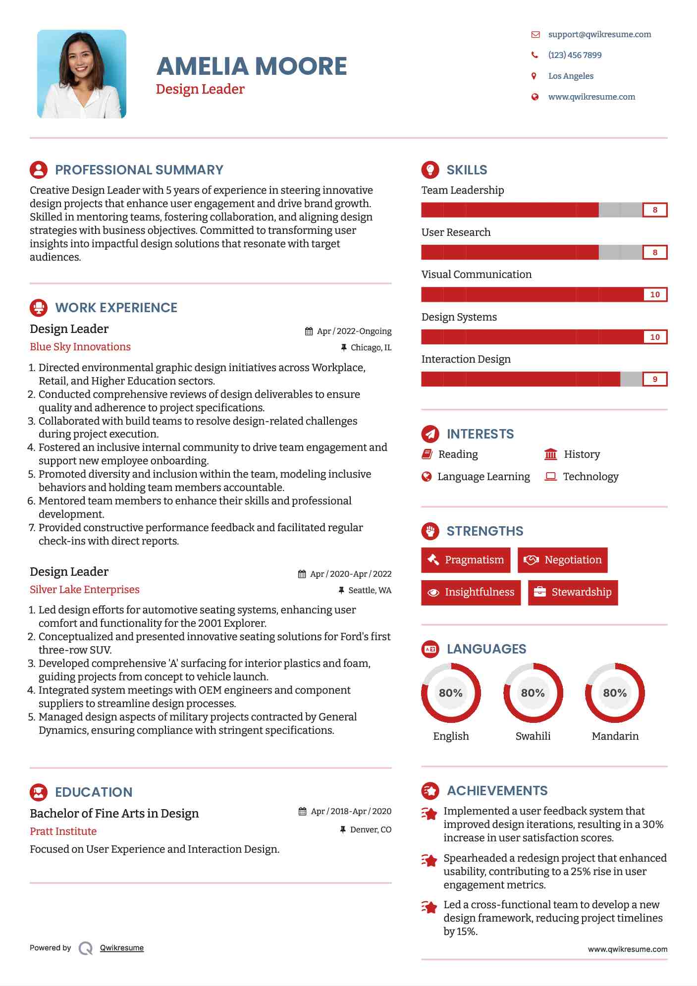 Design Leader Resume Template