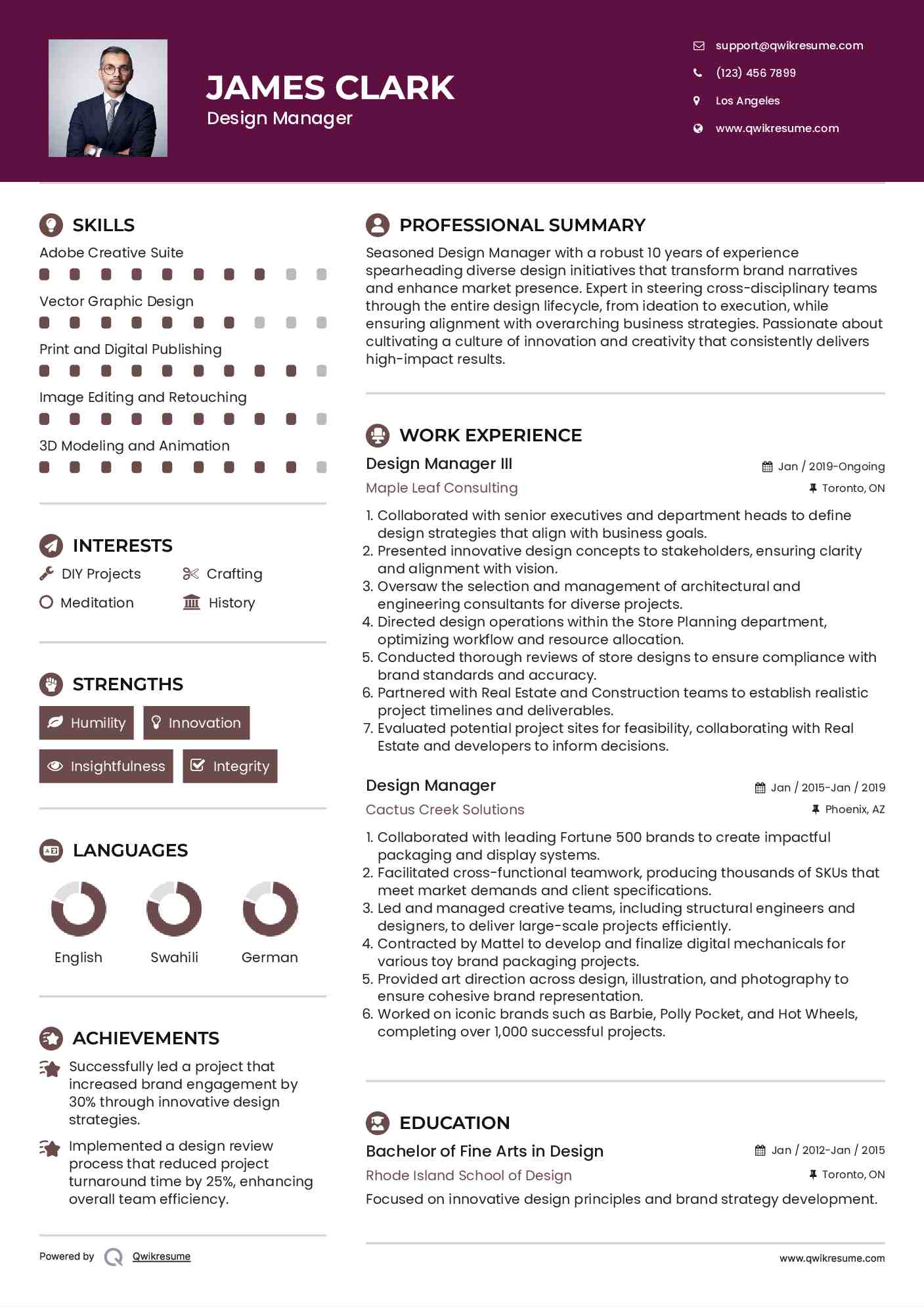 Design Manager Resume Samples Qwikresume