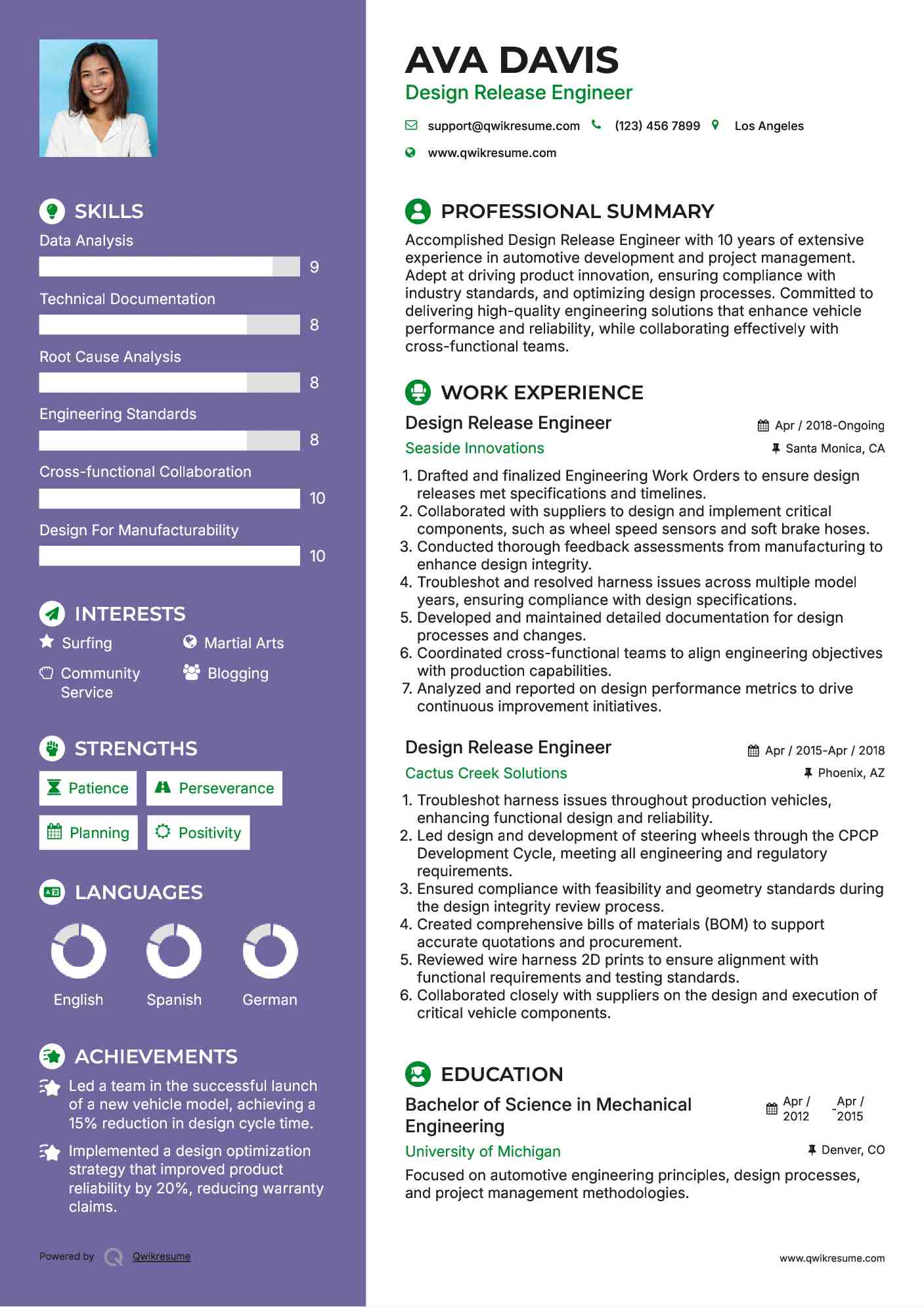 Design Release Engineer Resume Sample