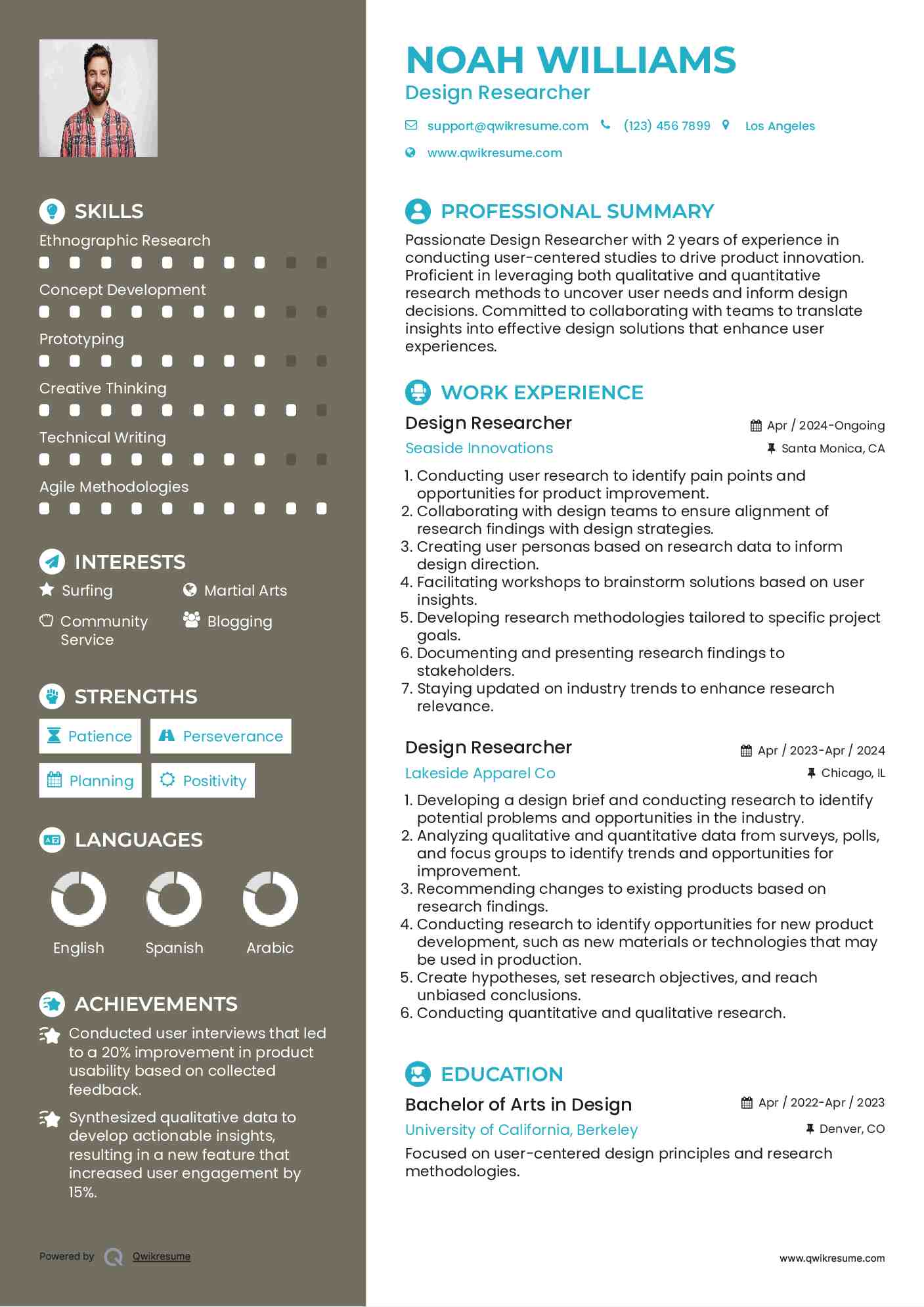 Design Researcher Resume Format