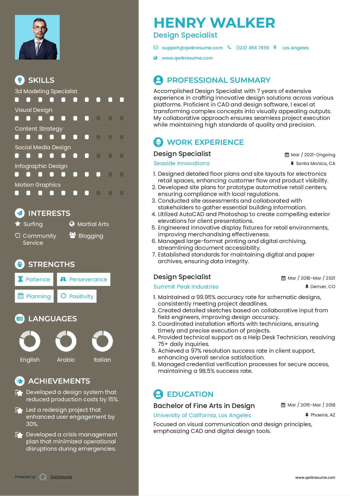 Design Specialist Resume Format