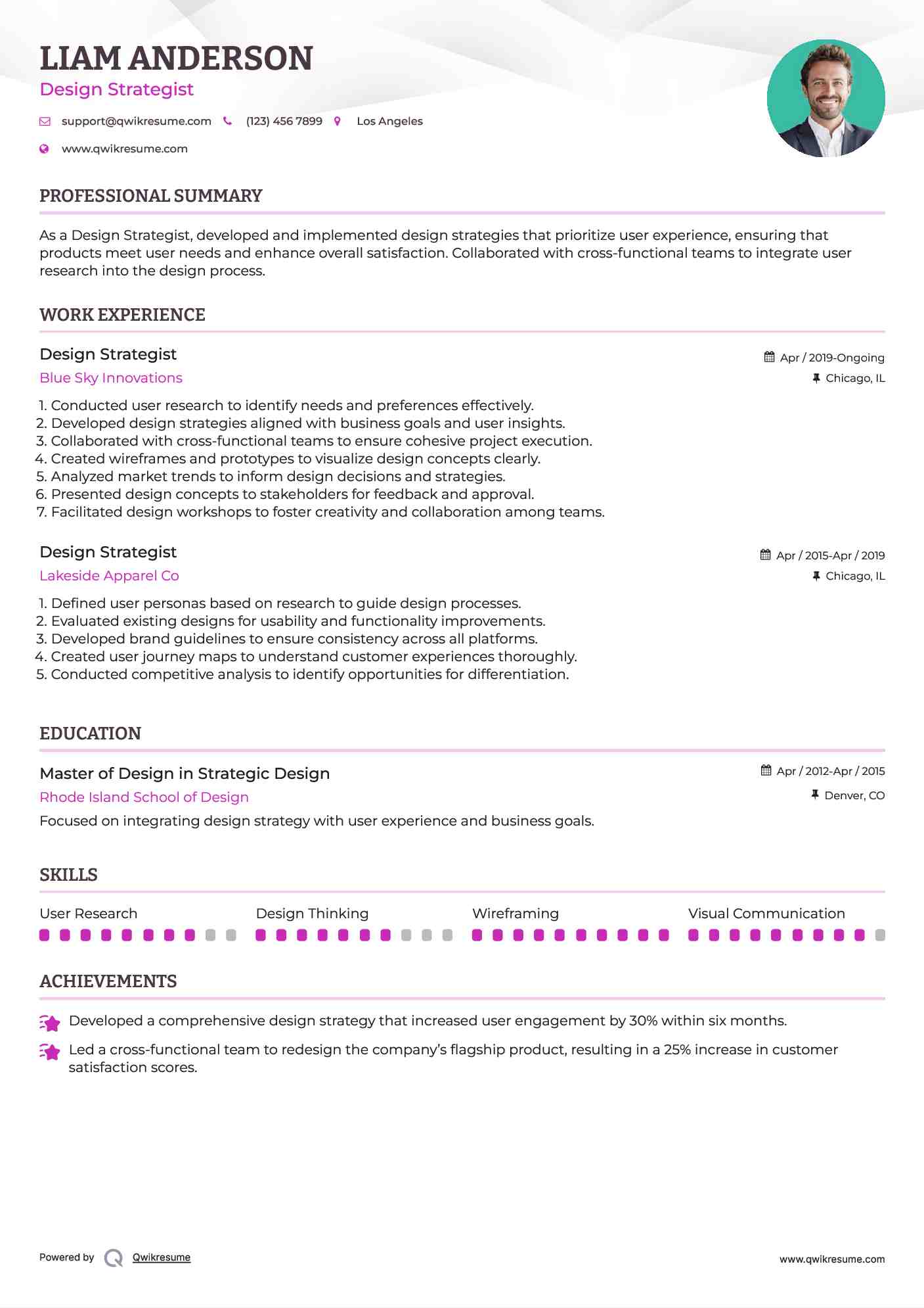 Design Strategist Resume Example