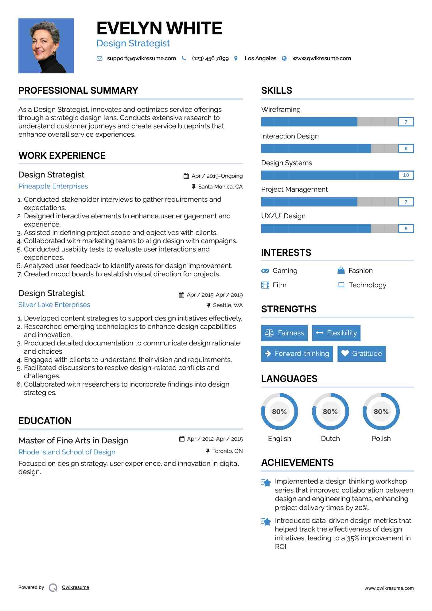 Design Strategist Resume Example