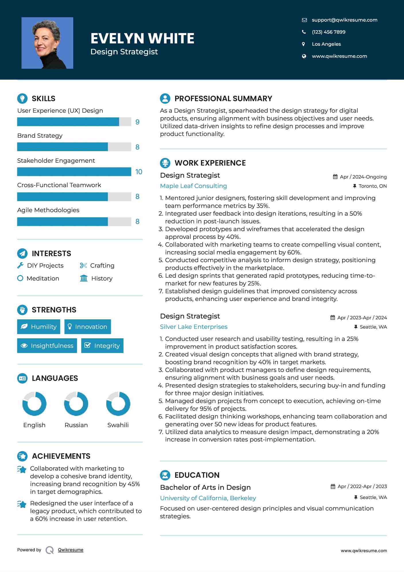 Design Strategist Resume Example