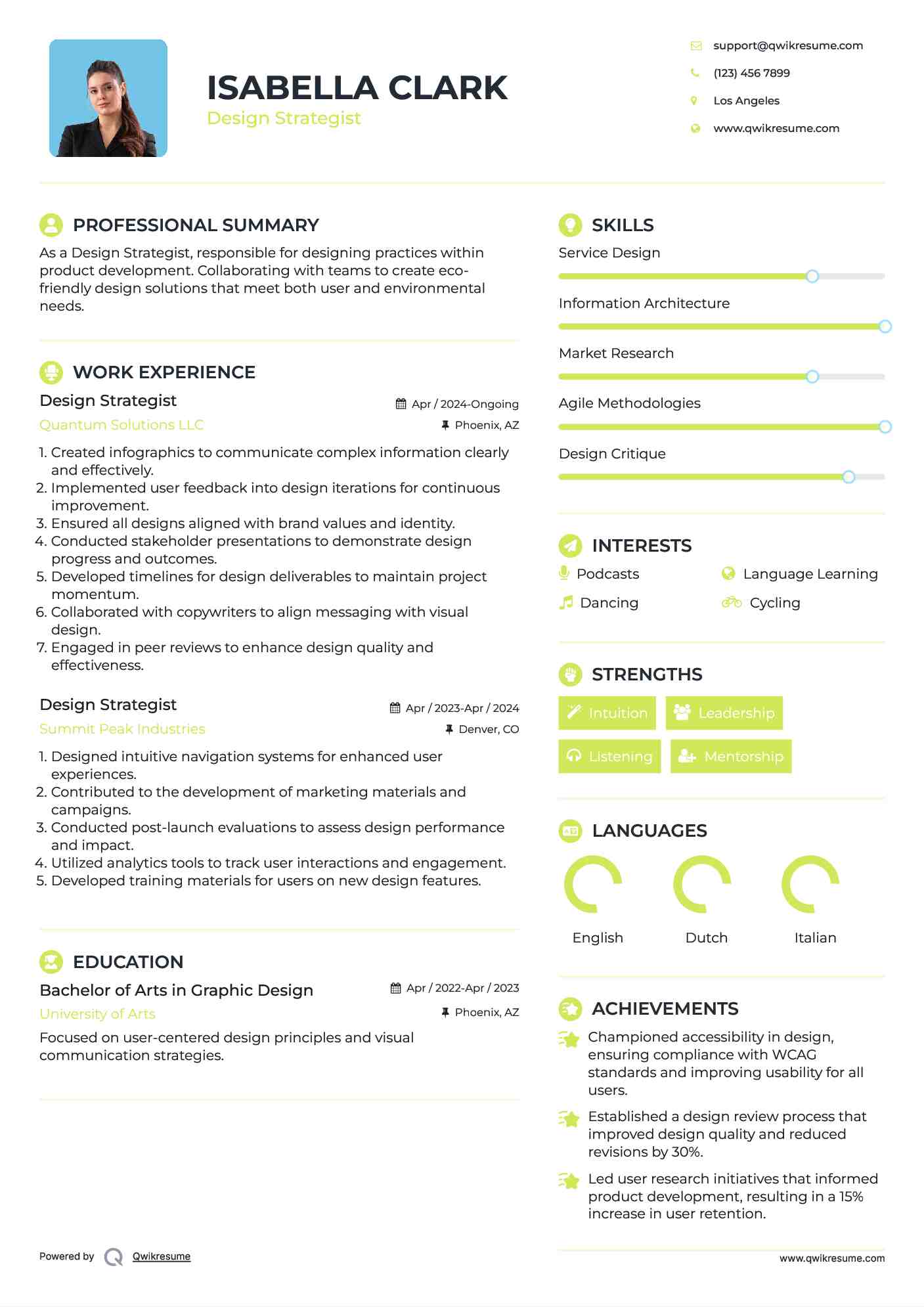 Design Strategist Resume Model