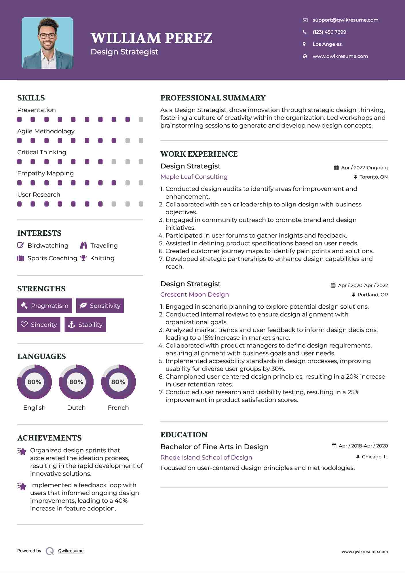 Design Strategist Resume Format