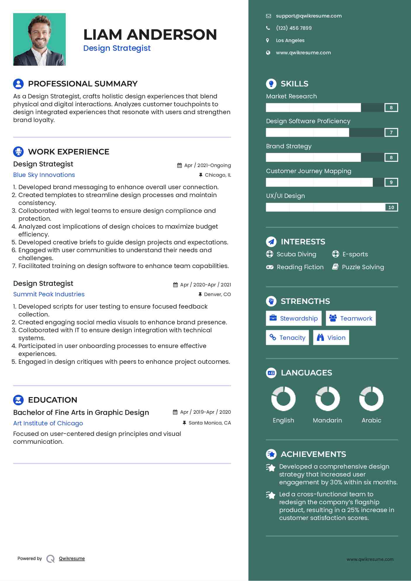 Design Strategist Resume Example