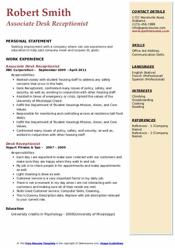 Desk Receptionist Resume Samples QwikResume