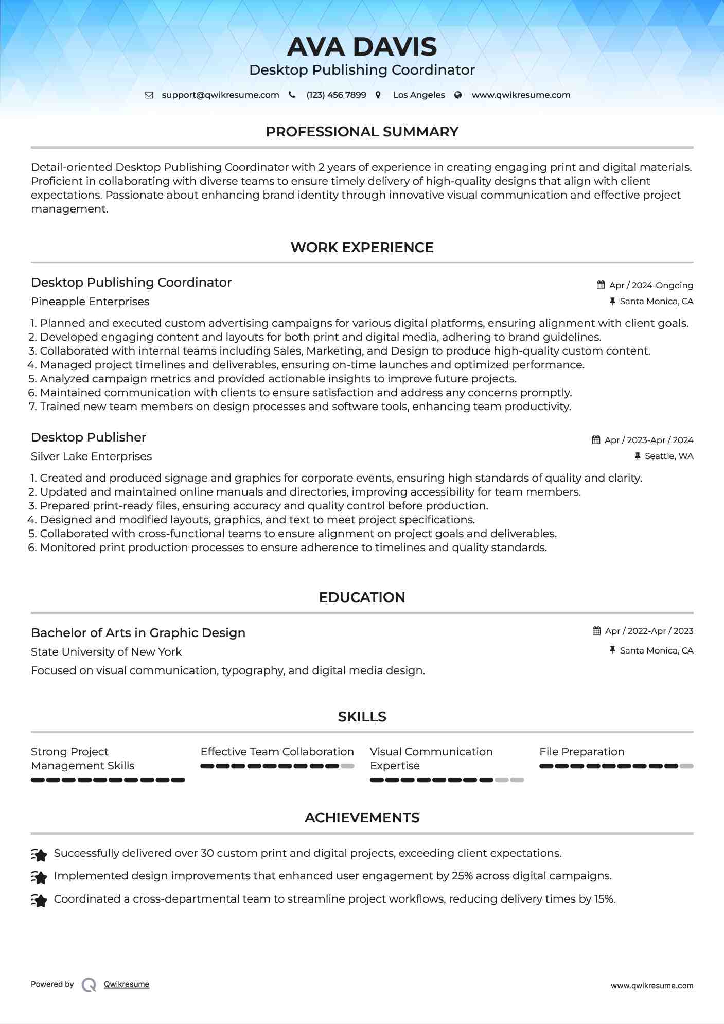 Publisher Resume