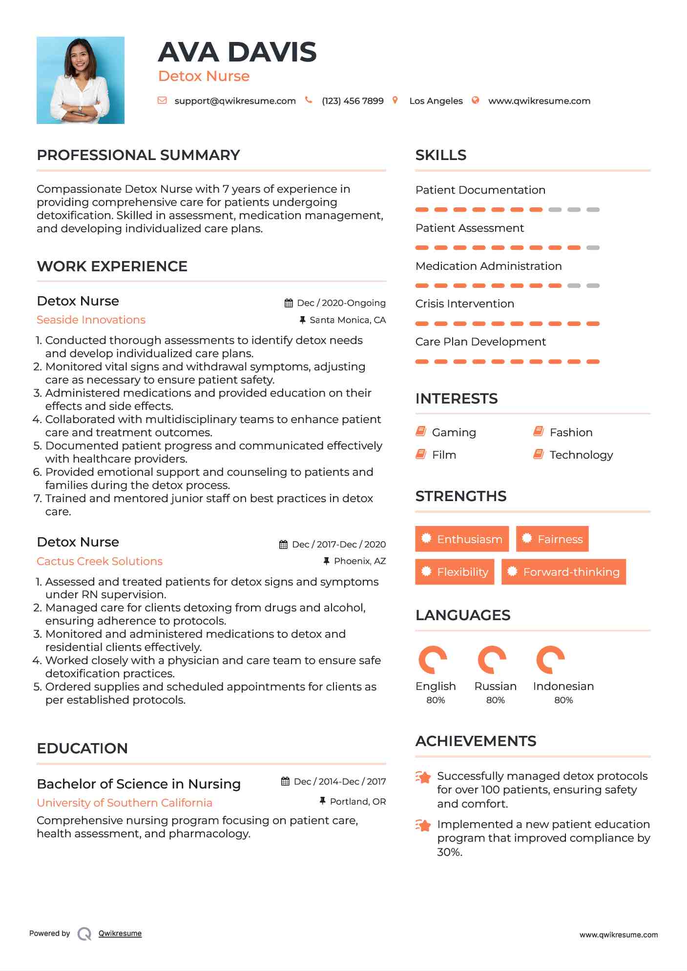 Detox Nurse Resume Model