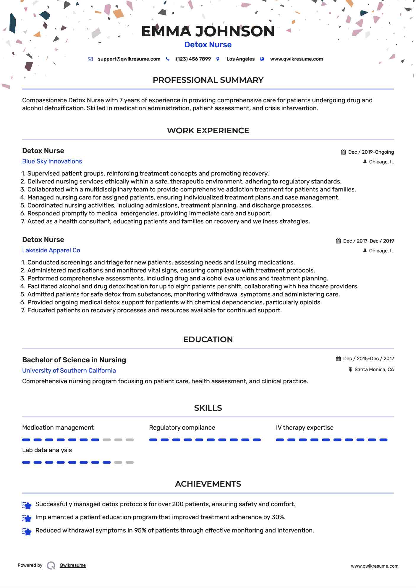 Detox Nurse Resume Example