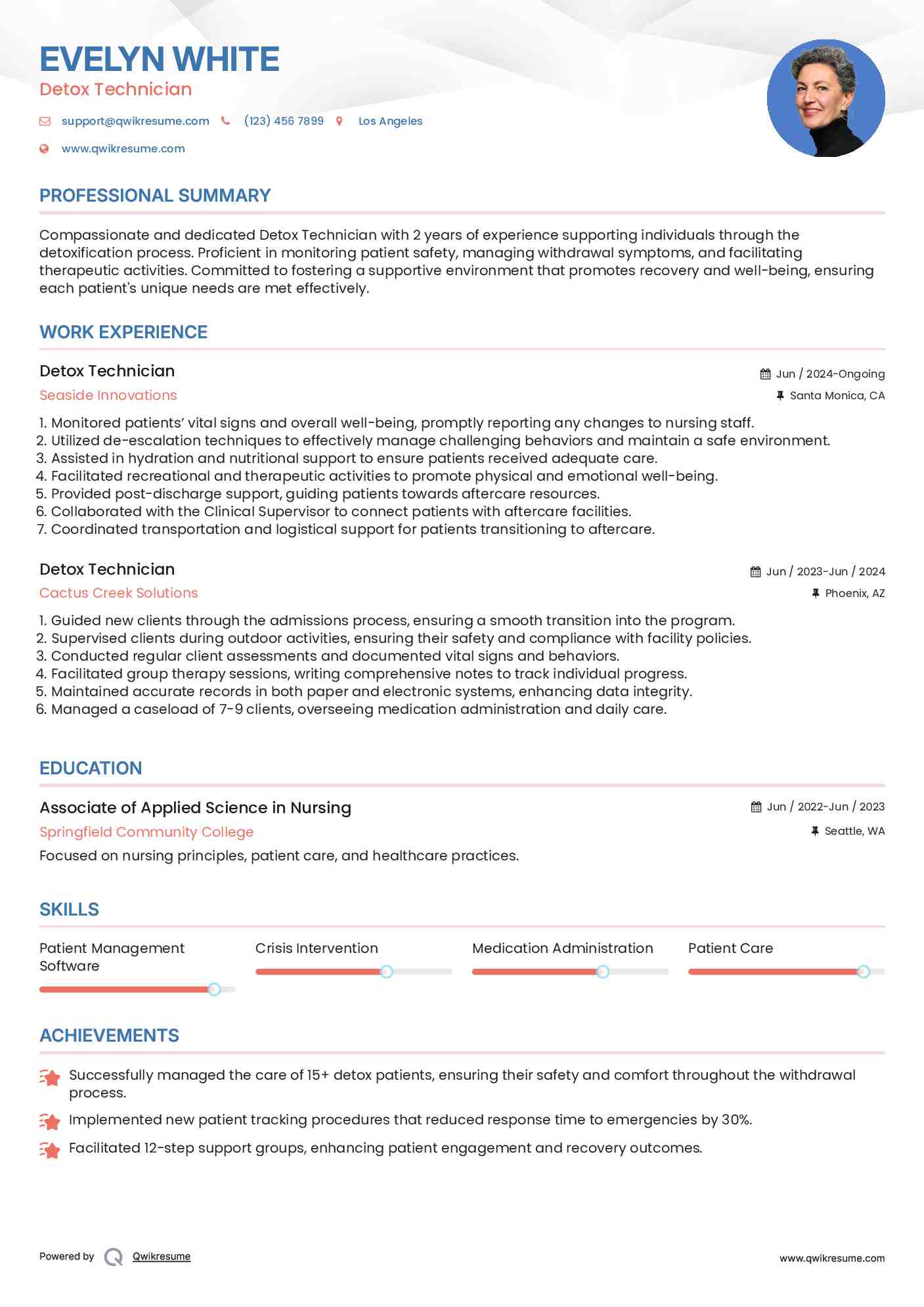 Detox Technician Resume Model