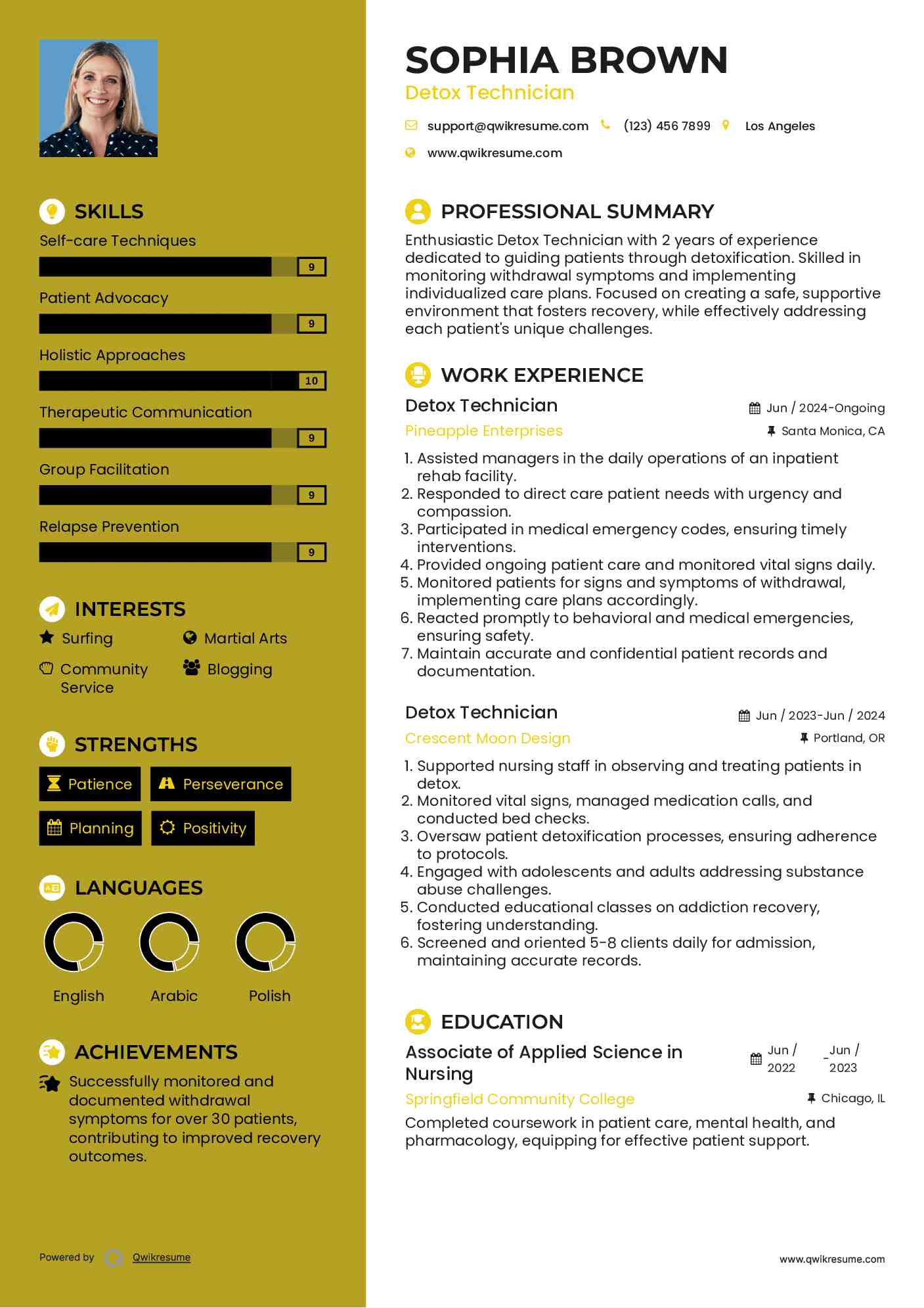 Detox Technician Resume Model